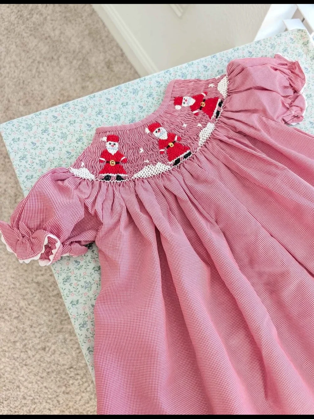 18 Mos Smocked Santa Christmas Dress